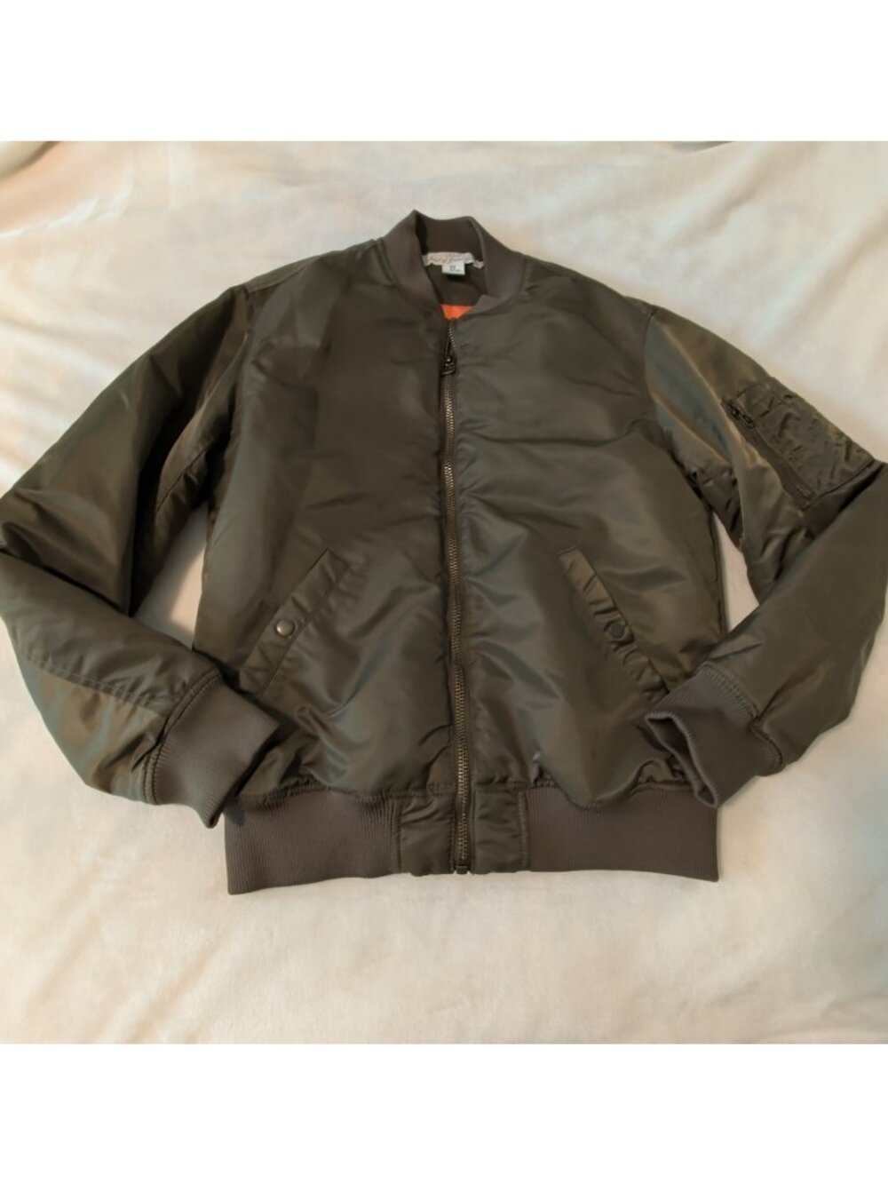 H&M LOGG Bomber Jacket Mens Medium Olive Green Full Zip MA-1 Flight Style -lp